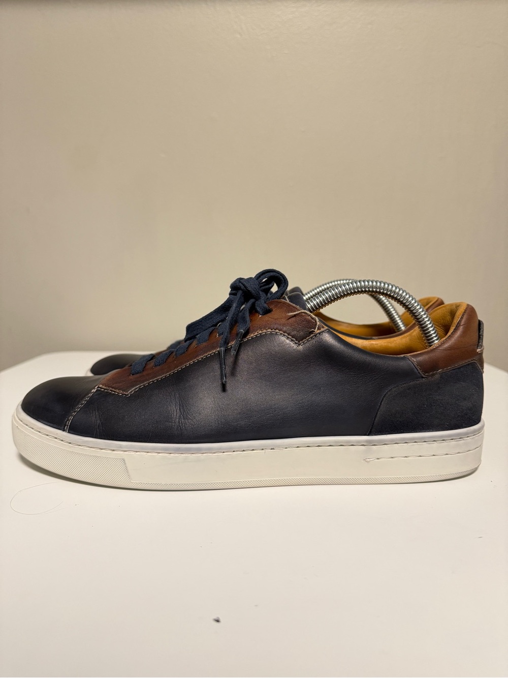 Magnanni Amadeo Burnished Leather Bicolor Low-Top Sneakers Men’s US 9 EU 42